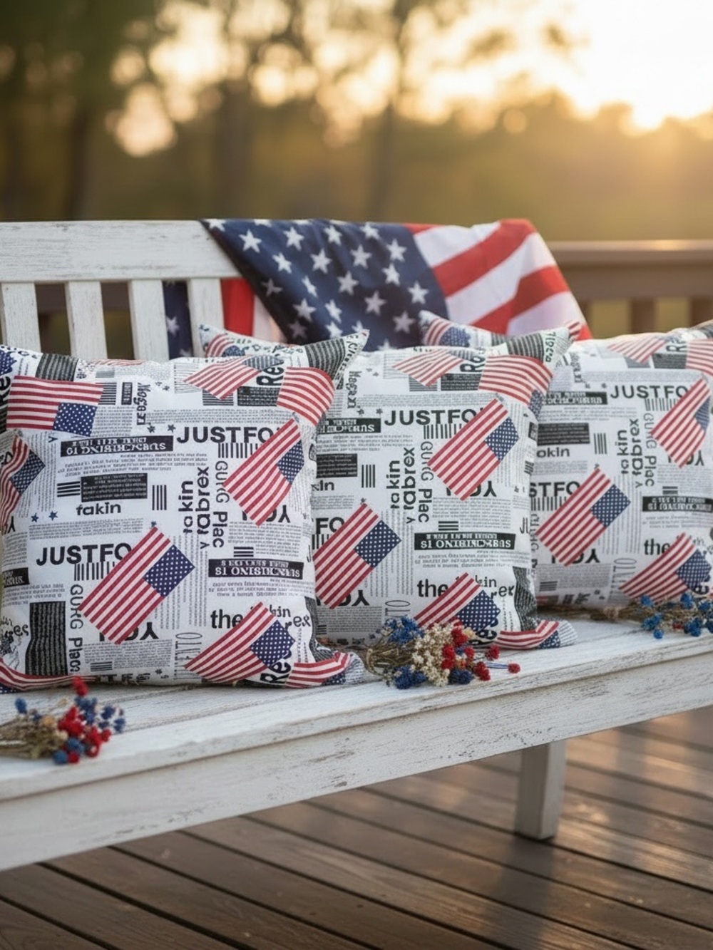 American Flag Print Throw Pillowcase (set 3).